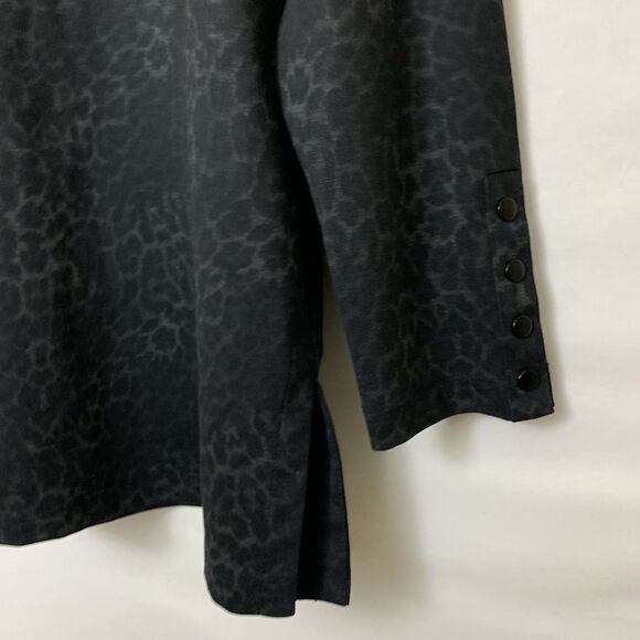 Chico's Top Womens Size 2 (L) Black Leopard Print Long Sleeve Ponte Tunic Top - Picture 6 of 9